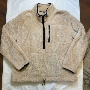 PINK by Victoria Secret size large cream teddy bear pullover jacket